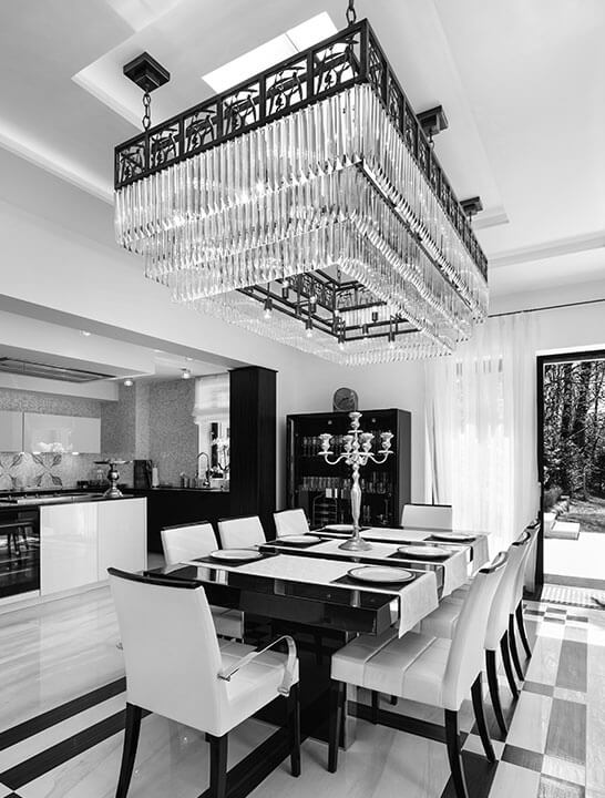 Modern London house with beautiful chandelier