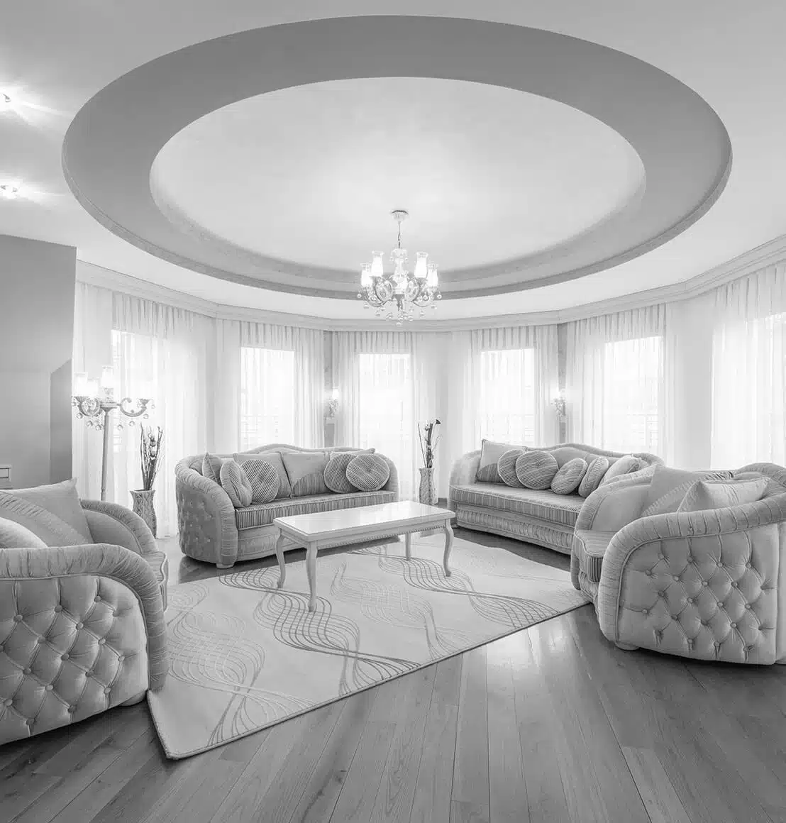 image of a luxury living room with round ceiling