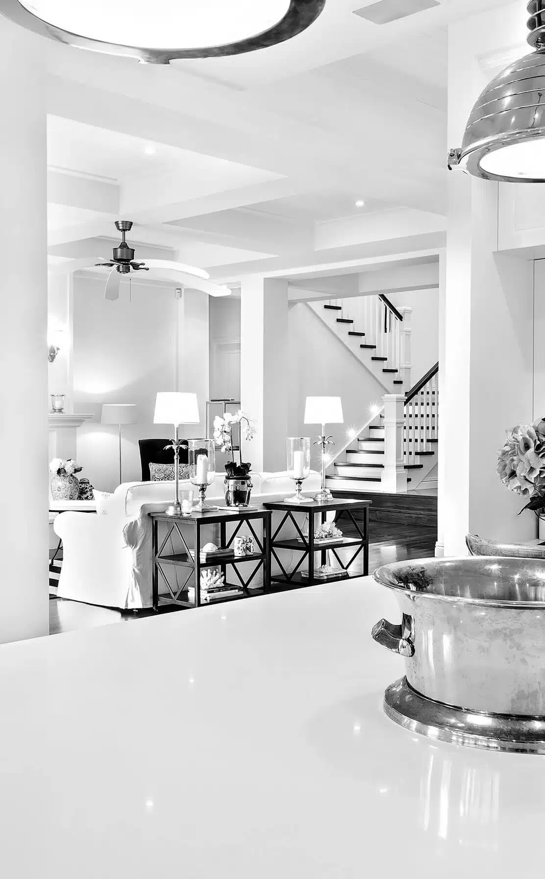 image of luxury property interior: staircase seen from dining room